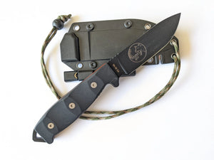 TASSIE TIGER KNIVES Fixed Blade Survival Knife, Micrata Handle & orange G10 Inlays + Sheath