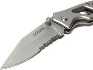 Gerber Paraframe I Knife, Serrated Edge, Stainless Steel [22-48443]