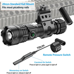 RECON GS2 Tactical Mk3 Ultra Long Distance Weapon Mountable HP Rechargeable LED Flashlight 2000 + Lumens