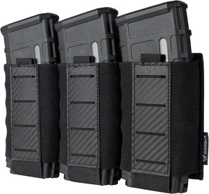 Laser Cut Carbon Fibre 5.56 Black Magazine MOLLE Pouches