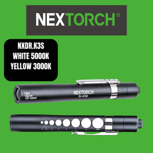 Nextorch Dr.K3S Medical LED Pen Light, Penlight with Pupil Gauge for Doctors and Nurses, Portable Diagnostic Pen Torch Light with Pocket Clip, AAA Battery Included