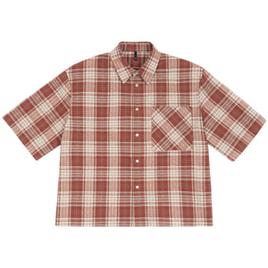 RECON GS2 Loose Plaid Short Sleeved Shirt ,American Vintage Style