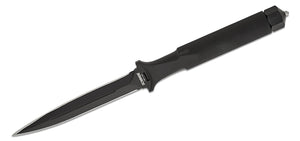 Schrade Delta Class Extreme Survival Slim Fixed Blade Knife 4" AUS-10 Black Dagger Blade, Black Textured Steel Handles, Injection Molded Sheath - 1182511