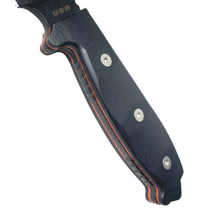 TASSIE TIGER KNIVES Fixed Blade Survival Knife, Micrata Handle & orange G10 Inlays + Sheath