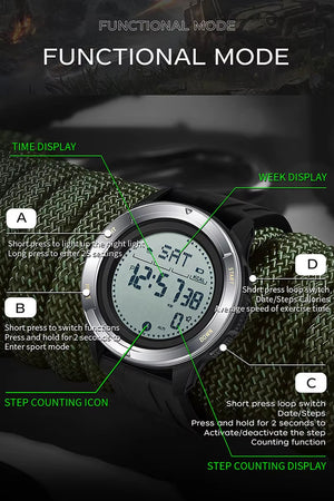 RECON GS2 ALPS Digital Outdoor Compass Stopwatch Alarm Clock Date Smart watch