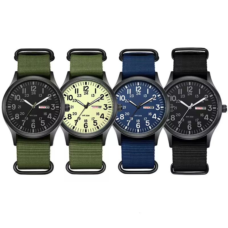 RECON GS2 Slimline Stainless Steel Military Watch - Day and Date Function including  NATO Watch Band