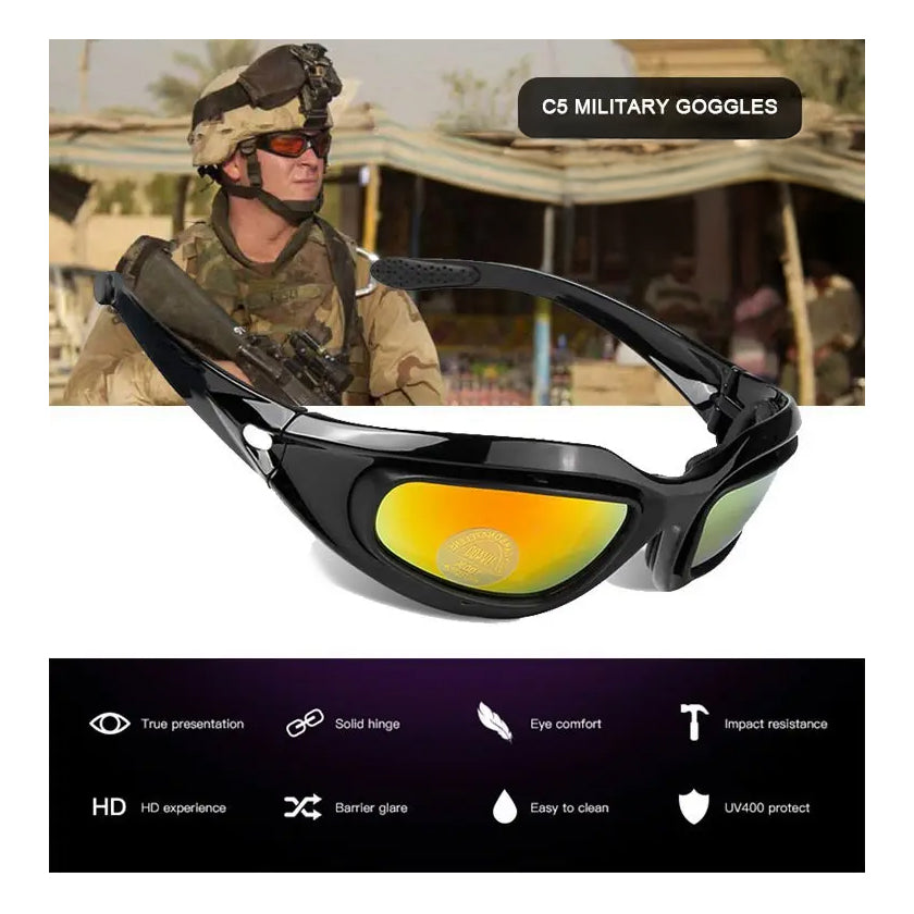 RECON GS2 C5 Military pat Ballistic Rated Sunglasses with 4 x lenses including Polarized