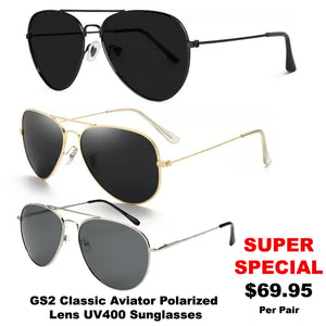 RECON GS2 Classic Aviator Polarized Lens UV400 Sunglasses