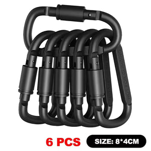 RECON GS2 6 Pce Alluminium Alloy 8 cm LOCKING carabiners