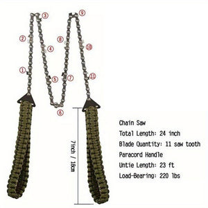 RECON GS2S Tactical Compact Para Cord Hand Chain Saw