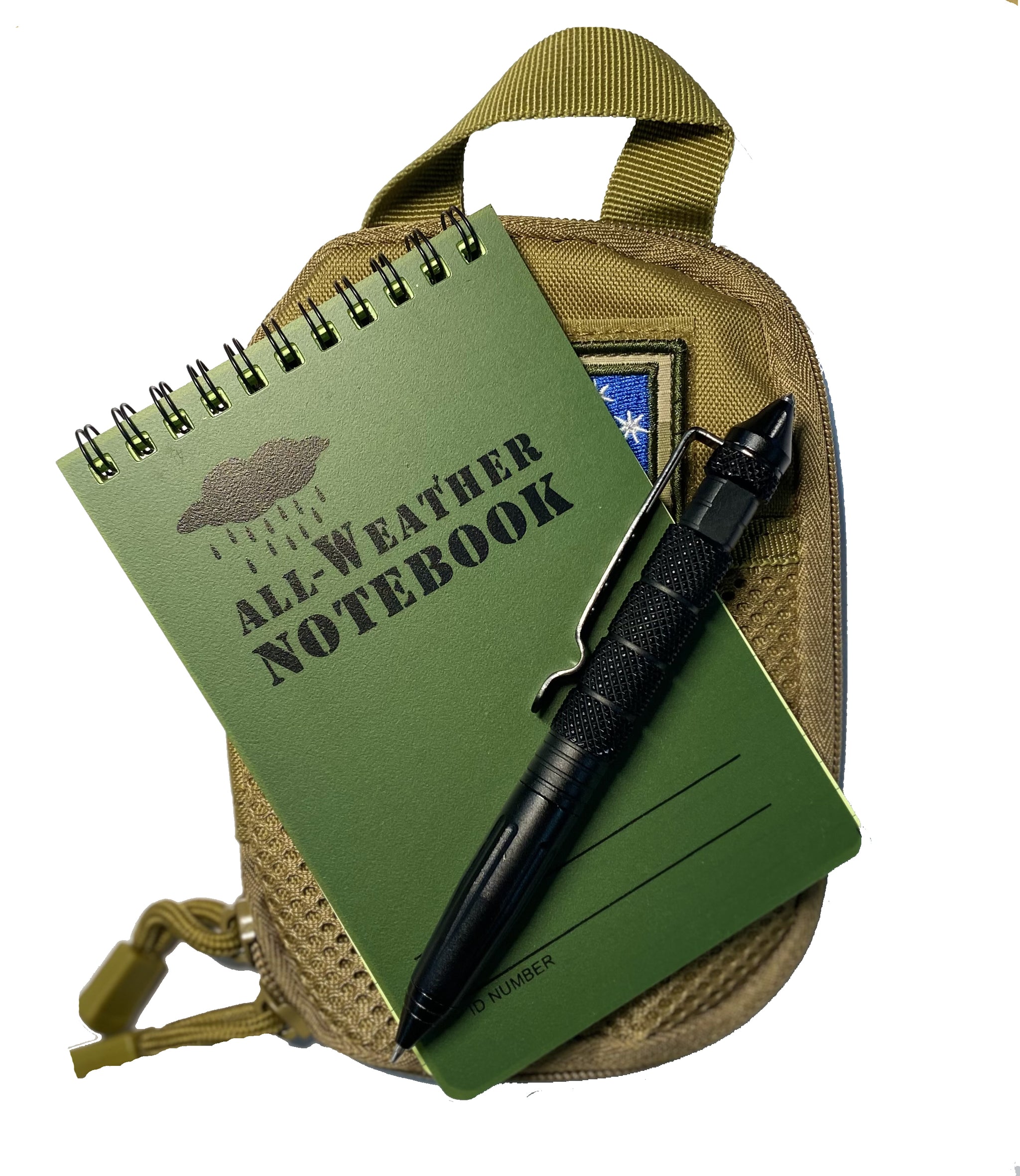 Water proof Note Book with MOLLE Pouch and Tactical Pen Combo