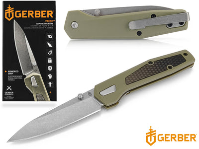 Gerber Gear Fuse Pocket Knife, 3.3 Inch Plane Edge Blade, Sage