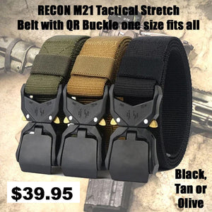 Recon GS2 M21 Tactical Stretch Belt with QR Buckle one size fits all