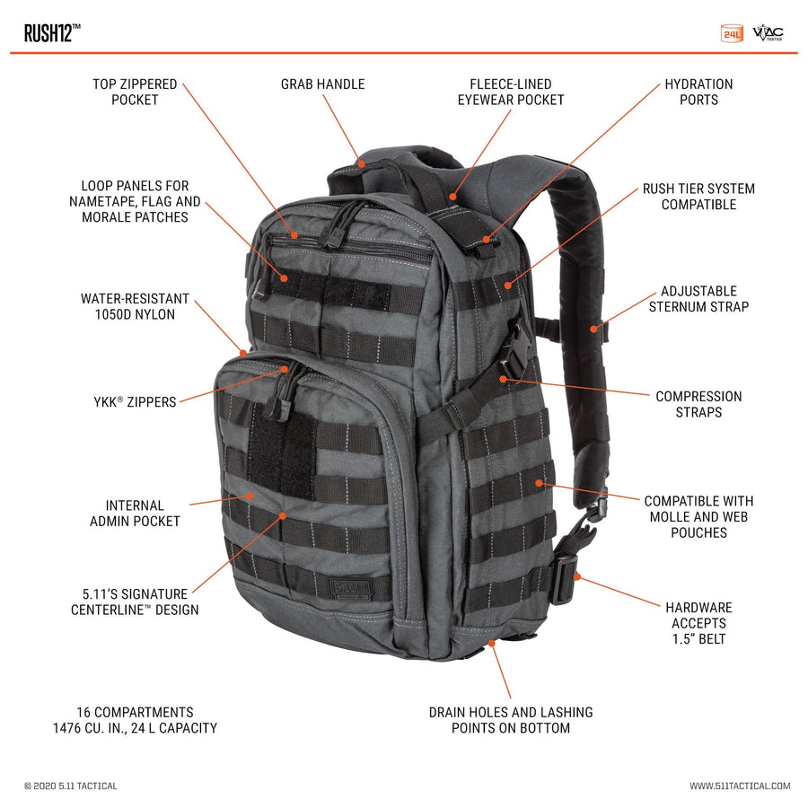 5.11 RUSH12 Backpack, 5.11 RUSH12 Backpack